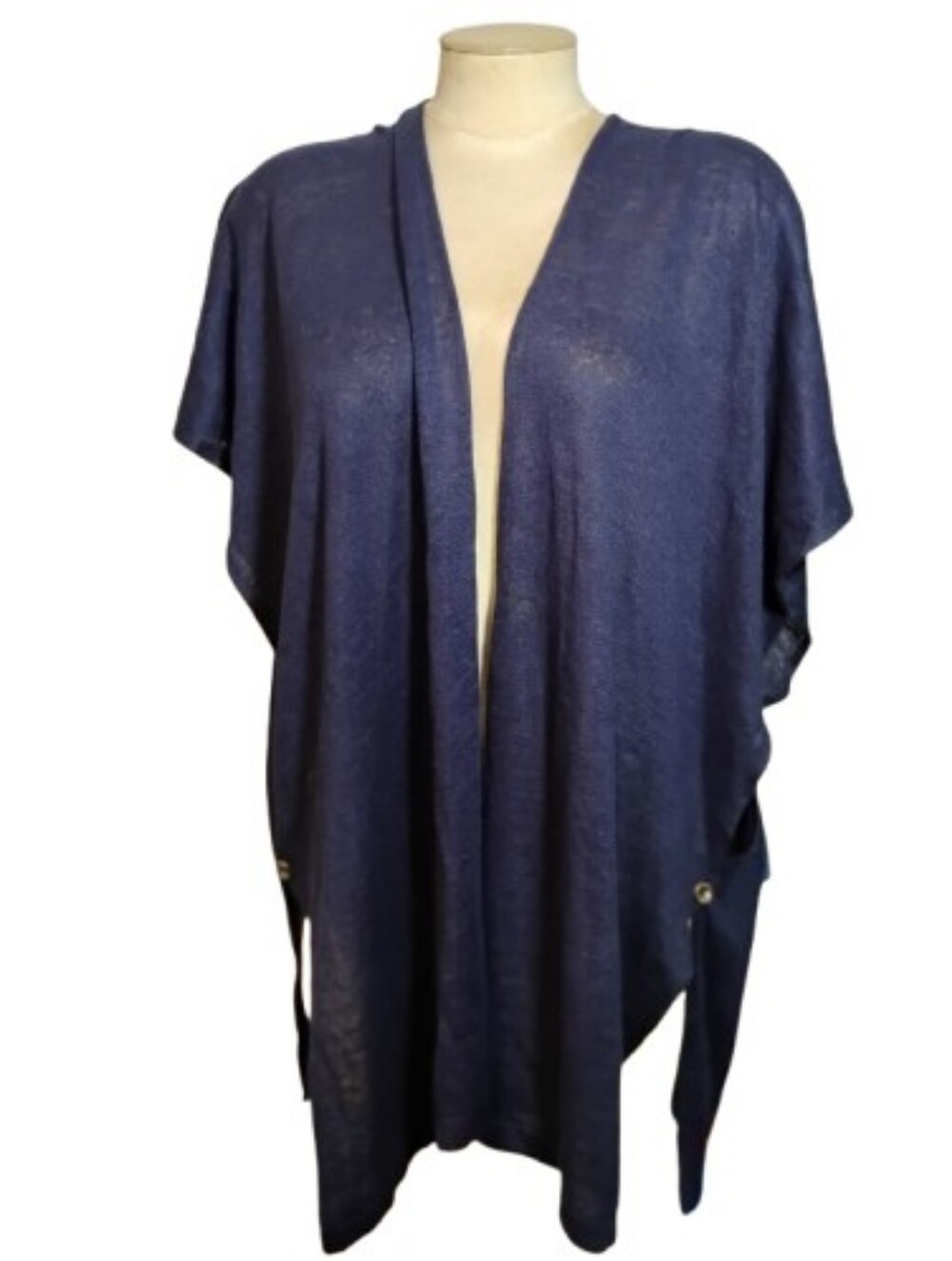 Lilly Pulitzer Linen Myra Cardigan Blue Kimono Sleeve Open Beach Cover Up L/XL